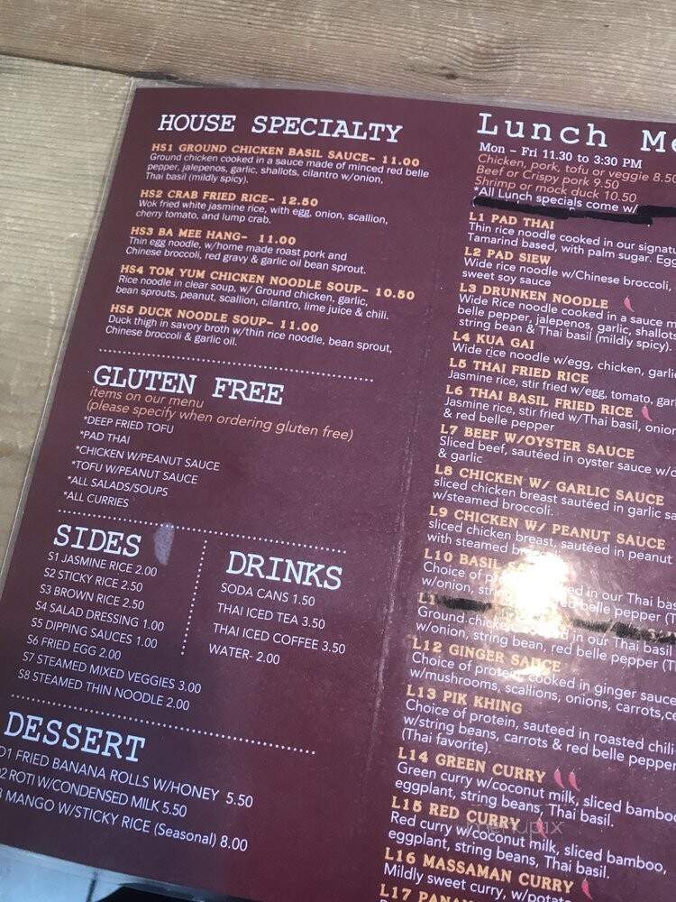Mamu Thai - Astoria, NY menu_pic