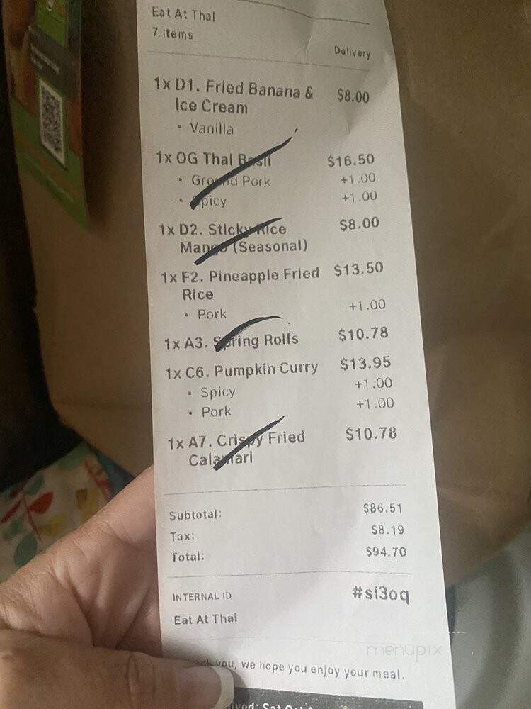Eat @ Thai - Berkeley, CA menu_pic
