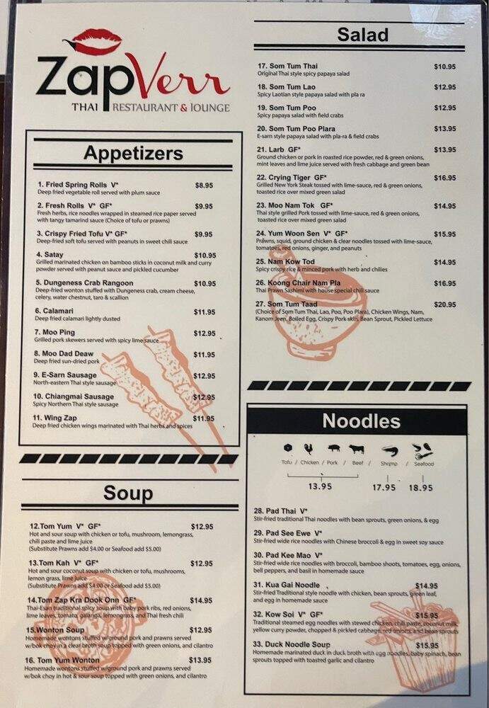ZapVerr Thai Restaurant - Seattle, WA menu_pic