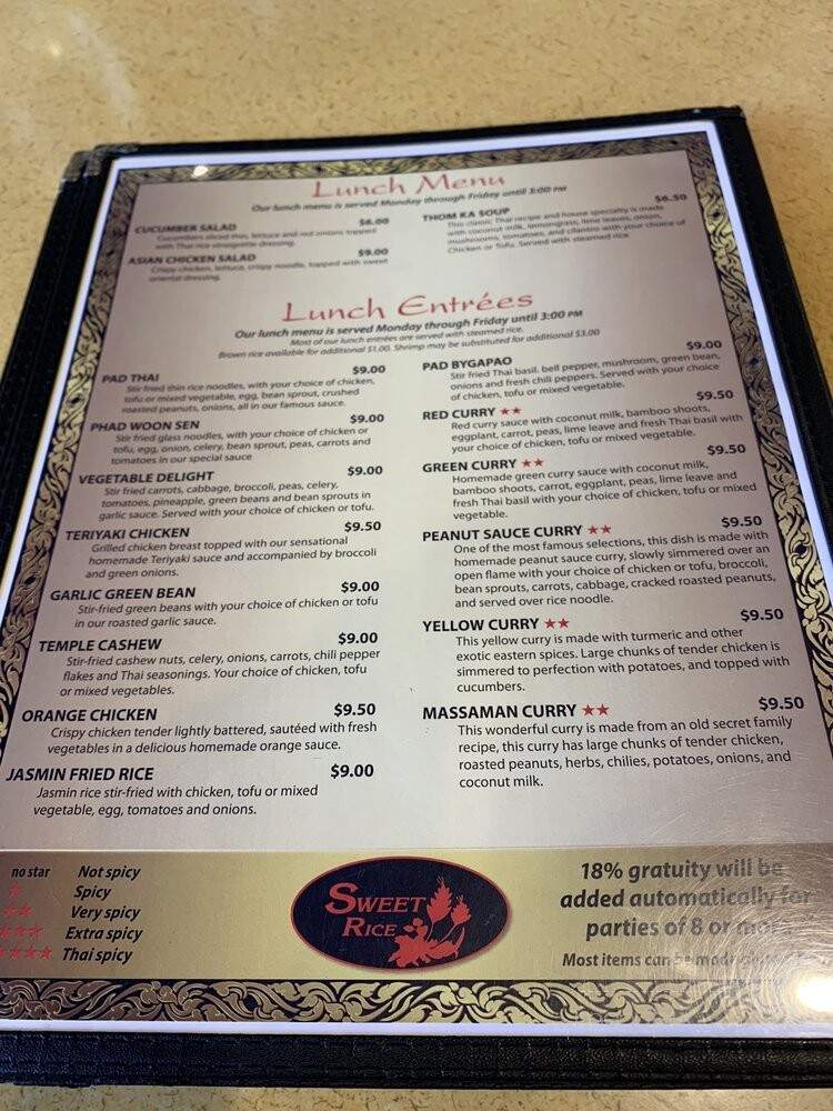 Sweet Rice Thai - Oak Harbor, WA menu_pic