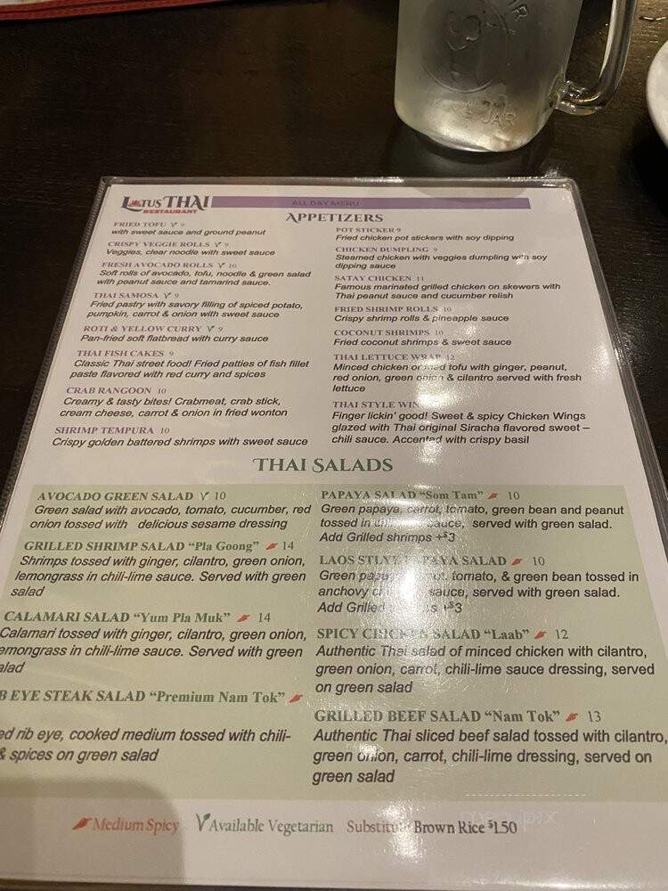 Lotus Thai Restaurant - Danville, CA menu_pic