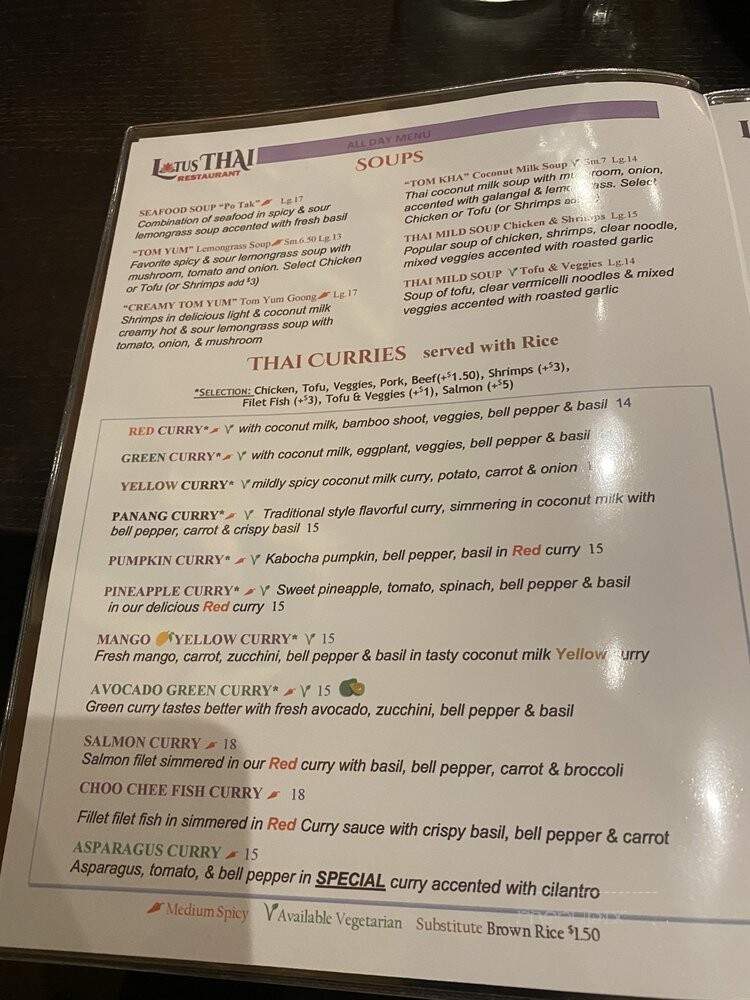 Lotus Thai Restaurant - Danville, CA menu_pic