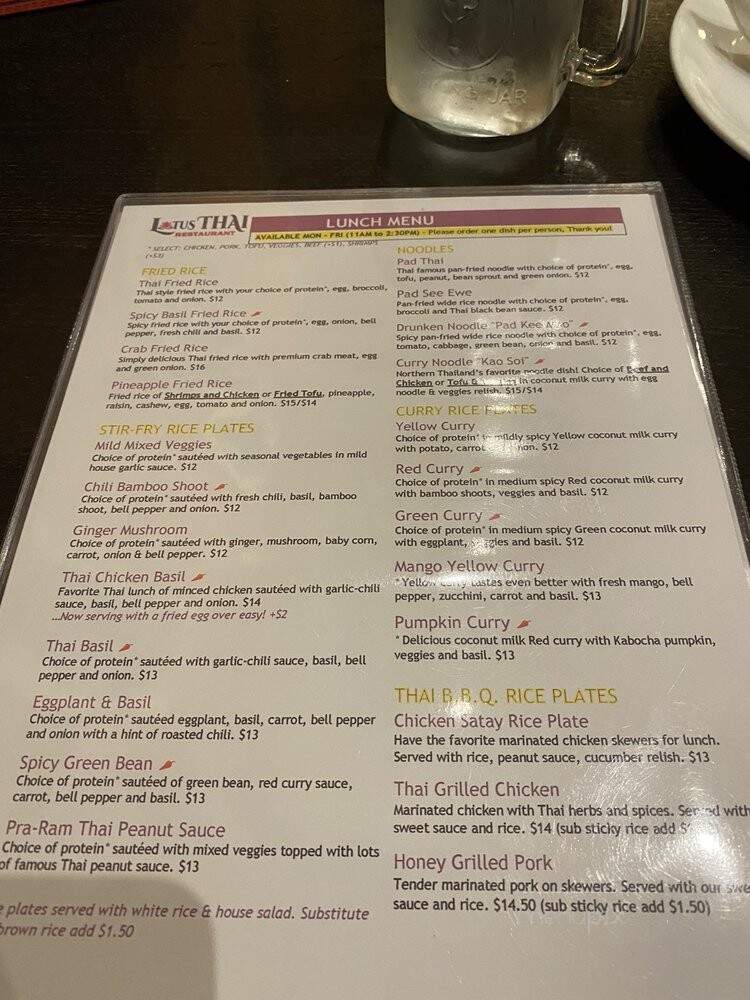 Lotus Thai Restaurant - Danville, CA menu_pic