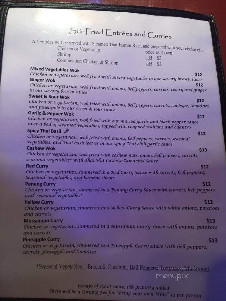 Thai Hut - Batesville, MS menu_pic