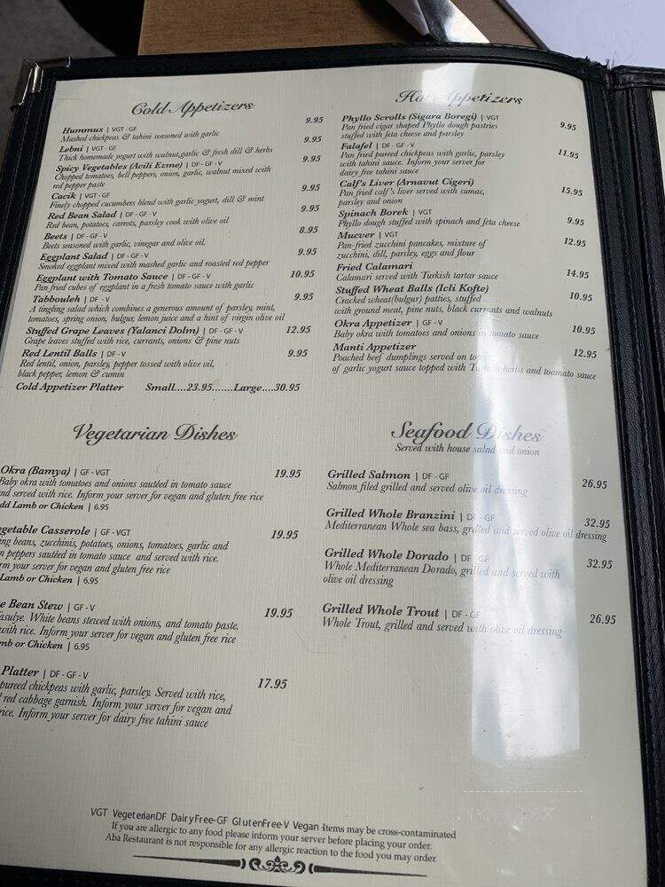 ABA Turkish Restaurant - New York, NY menu_pic