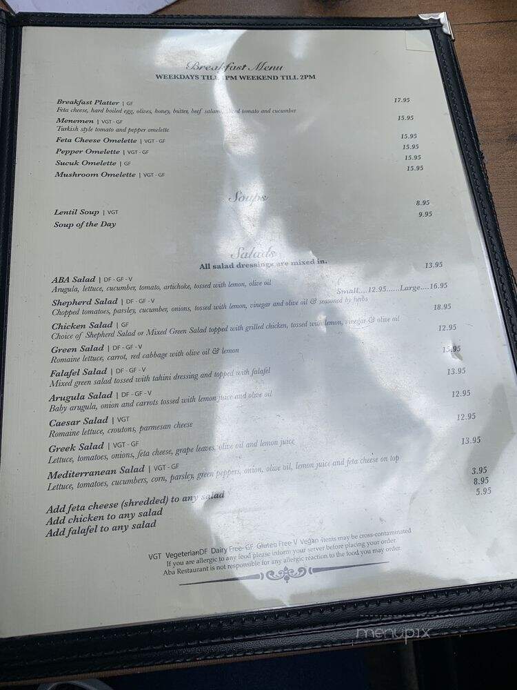 ABA Turkish Restaurant - New York, NY menu_pic