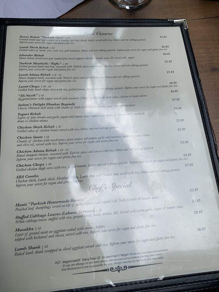 ABA Turkish Restaurant - New York, NY menu_pic