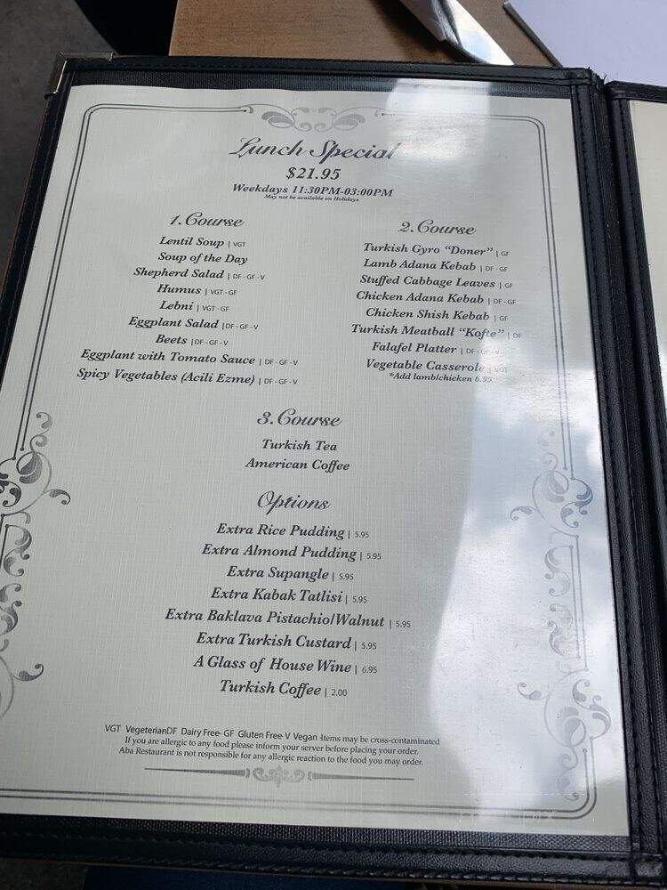 ABA Turkish Restaurant - New York, NY menu_pic