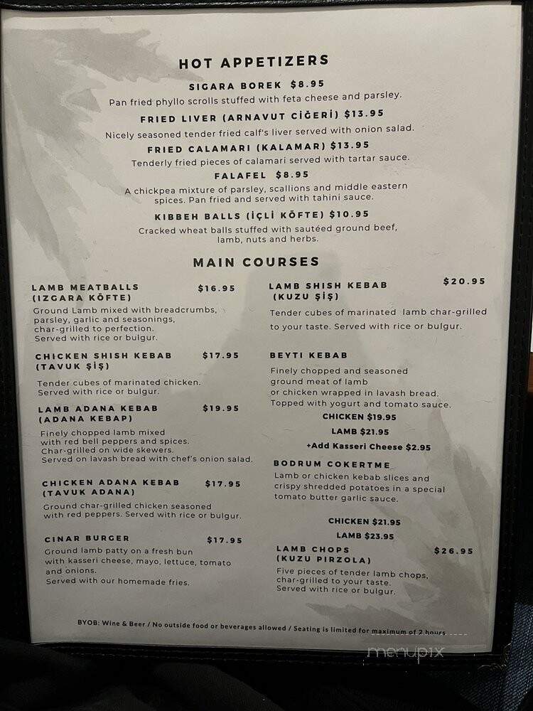 Cinar Turkish Restaurant - Cliffside Park, NJ menu_pic
