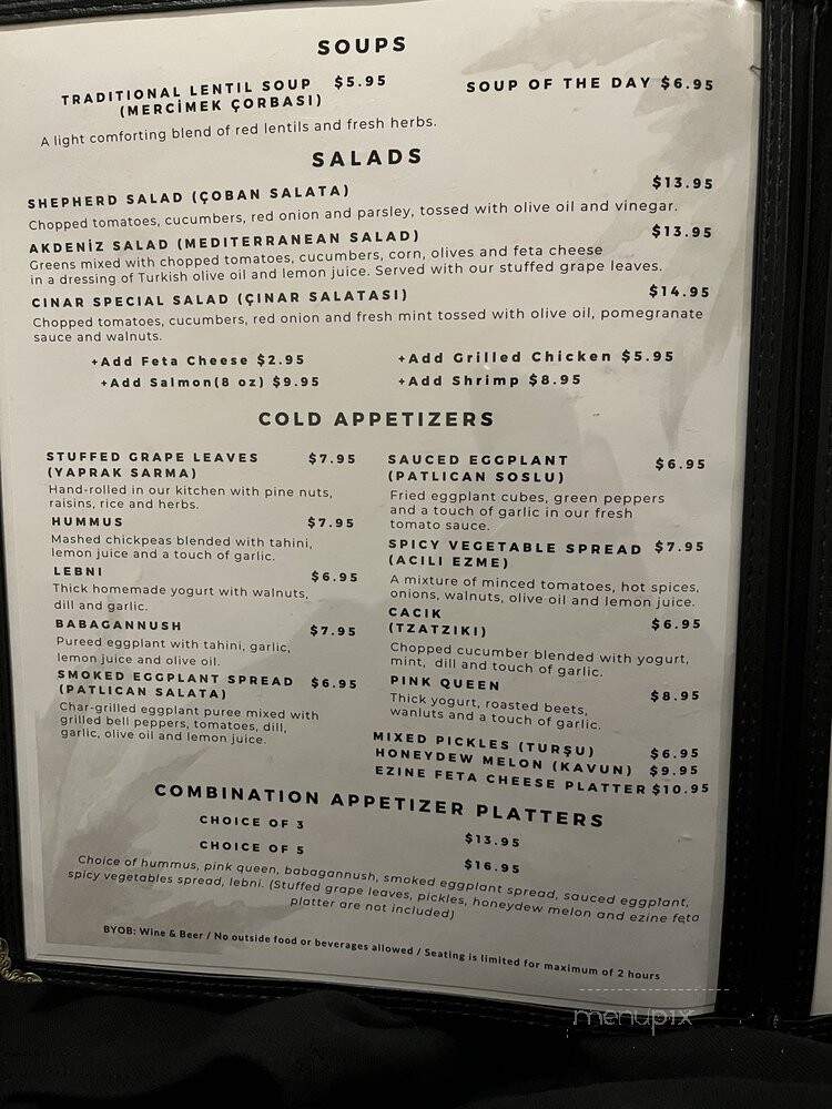 Cinar Turkish Restaurant - Cliffside Park, NJ menu_pic