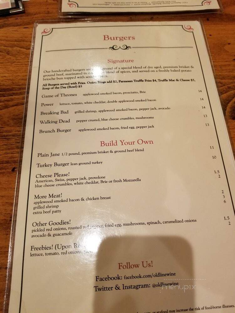 Old Line Wine and Bistro - Beltsville, MD menu_pic