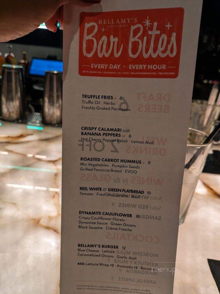 Bellamy's Restaurant and Wine Bar - Escondido, CA menu_pic