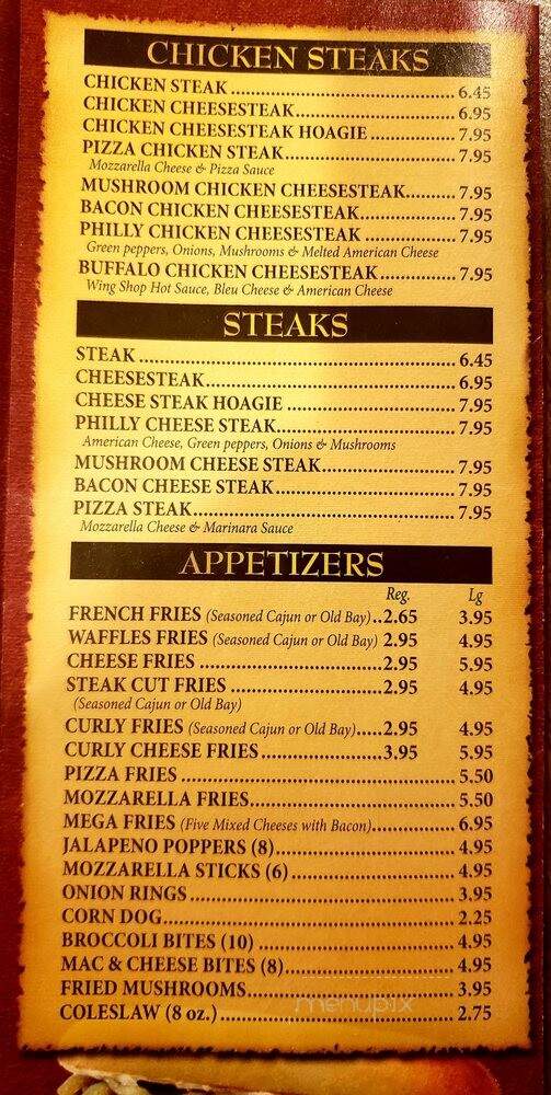 Wing Shop - Montgomeryville, PA menu_pic