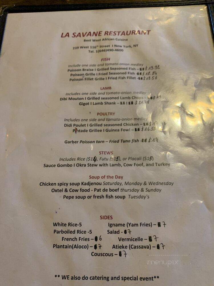 La Savane Restaurant - New York, NY menu_pic