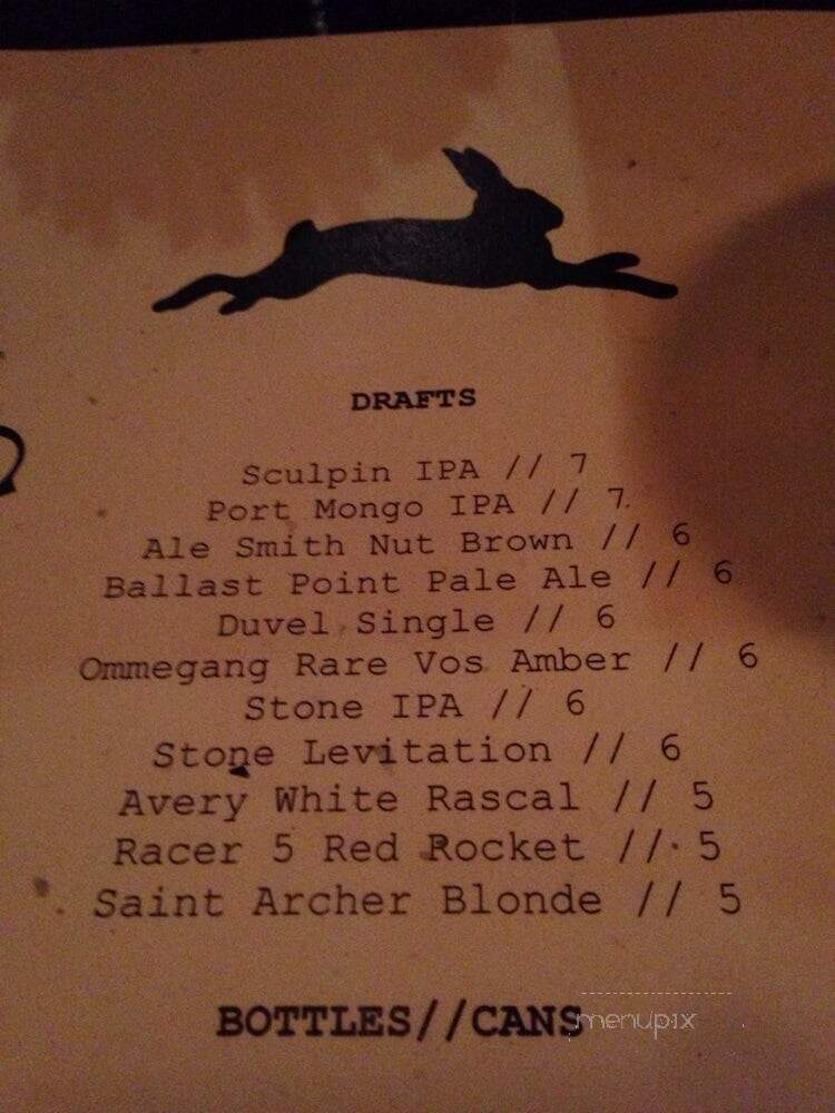 Hideout - San Diego, CA menu_pic