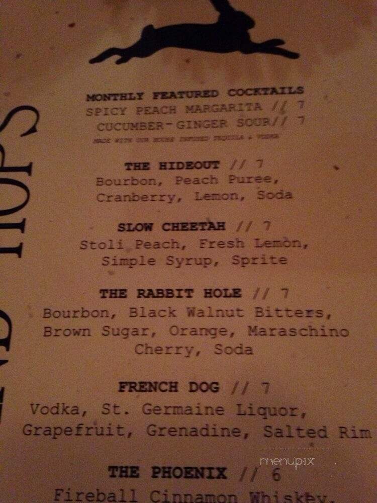 Hideout - San Diego, CA menu_pic