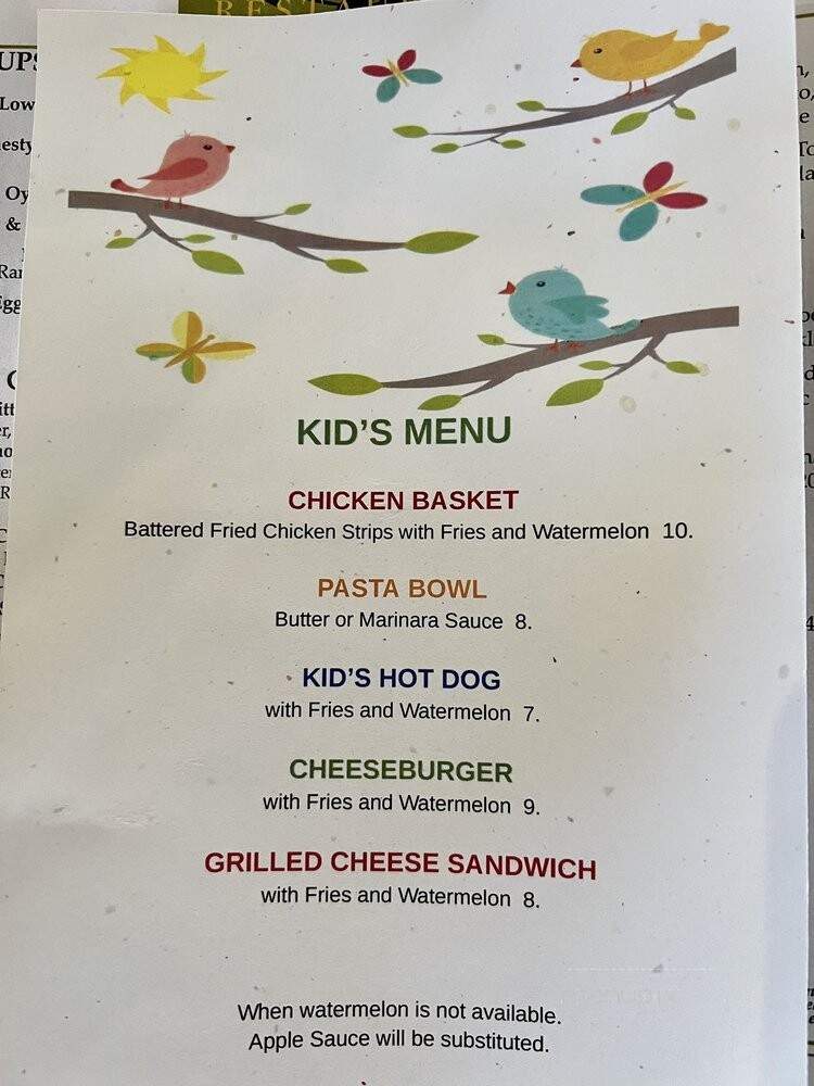 Pavilion Restaurant - Murrells Inlet, SC menu_pic