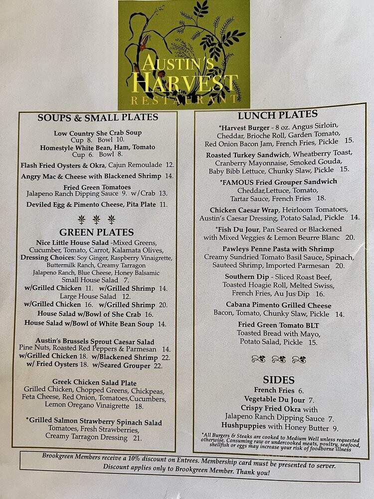 Pavilion Restaurant - Murrells Inlet, SC menu_pic