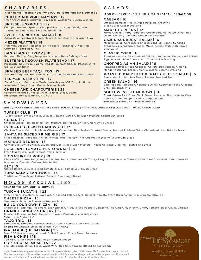 Chevy Chase Country Club - Glendale, CA menu_pic