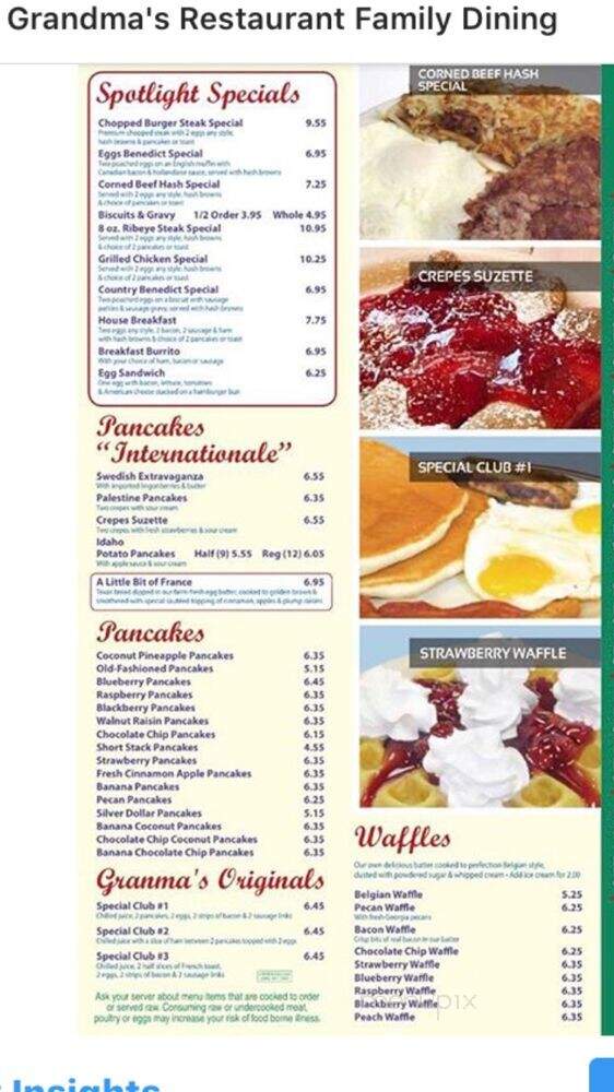 Granma's House of Pancakes - Utica, MI menu_pic