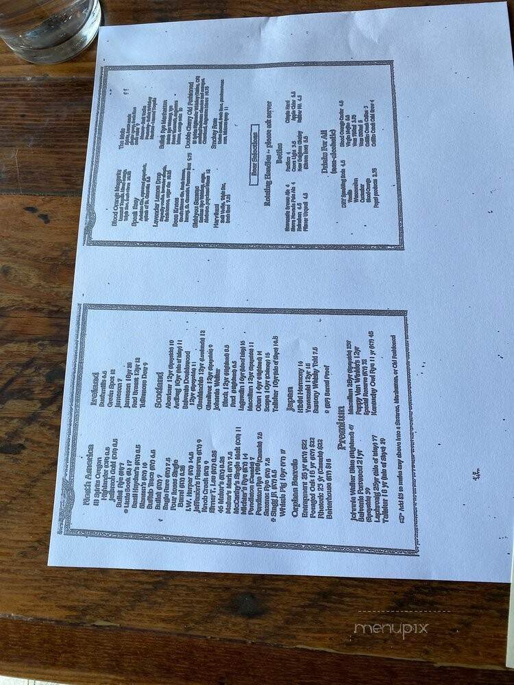 Harvey's City Grill - Ashland, OR menu_pic