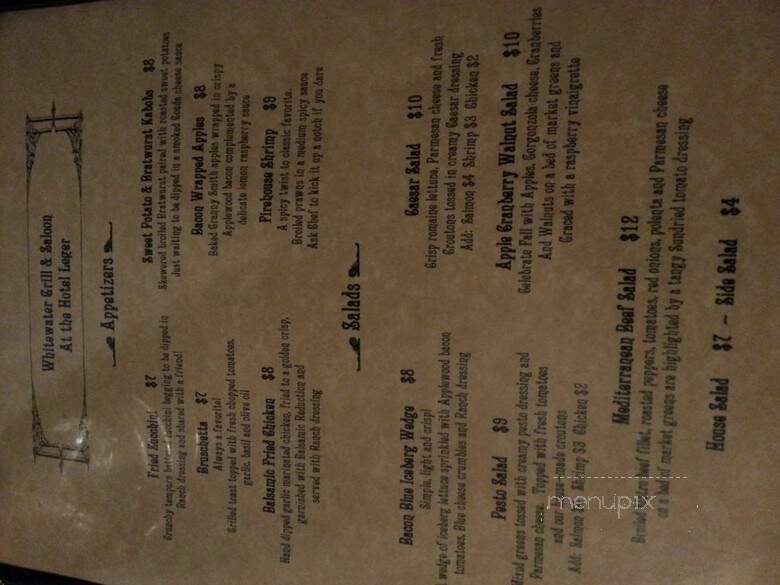 Whitewater Grill at the Historic Hotel Leger - Mokelumne Hill, CA menu_pic