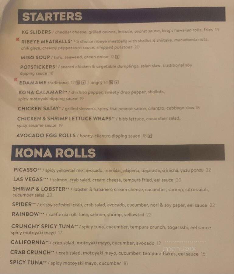 Kona Grill - Plano - Plano, TX menu_pic