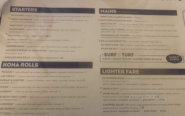 Kona Grill - Plano - Plano, TX menu_pic