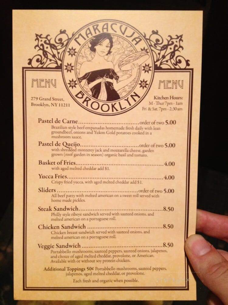 Maracuja Bar and Grill - Brooklyn, NY menu_pic