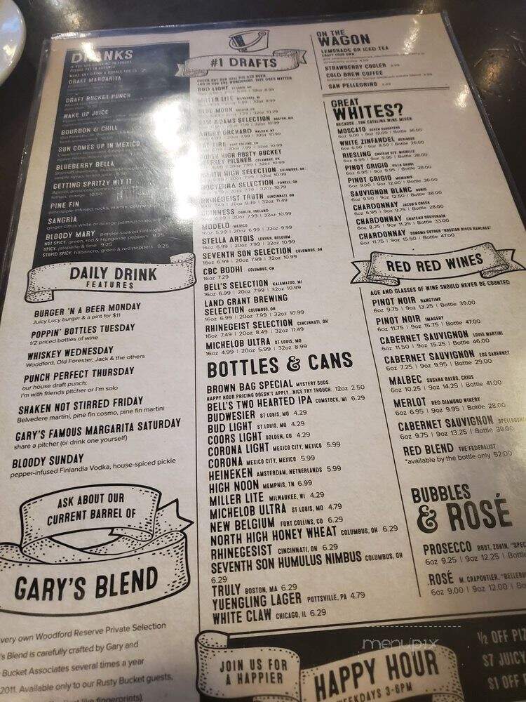 Rusty Bucket Corner Tavern - Hilliard, OH menu_pic