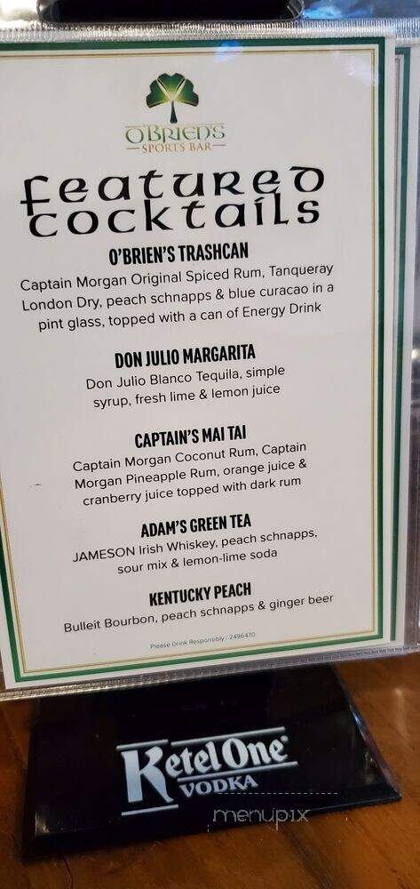 O'Brien's Sports Bar - Nashua, NH menu_pic