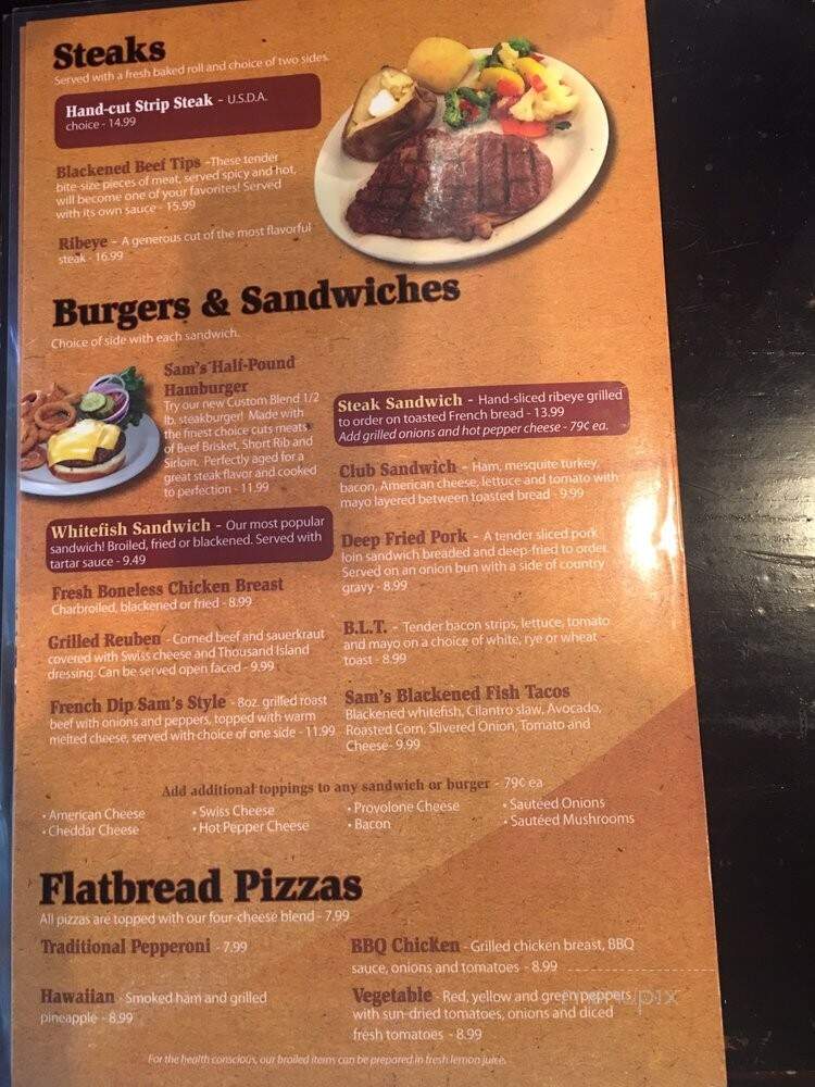 Sam's Food & Spirits - Floyds Knobs, IN menu_pic