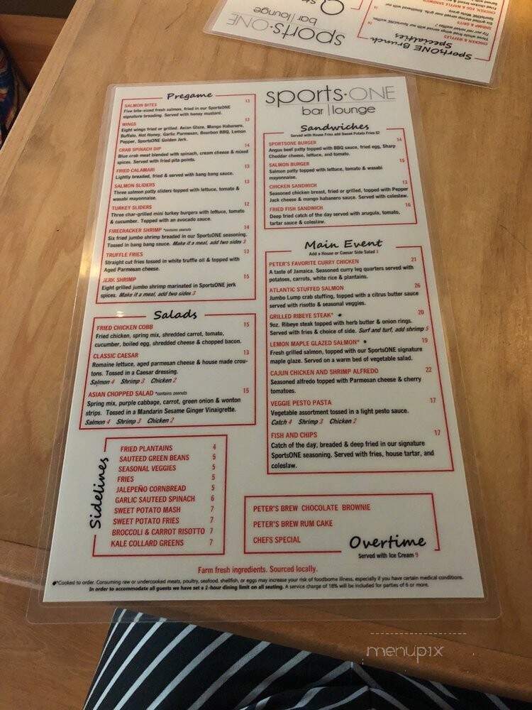 Sports One - Charlotte, NC menu_pic