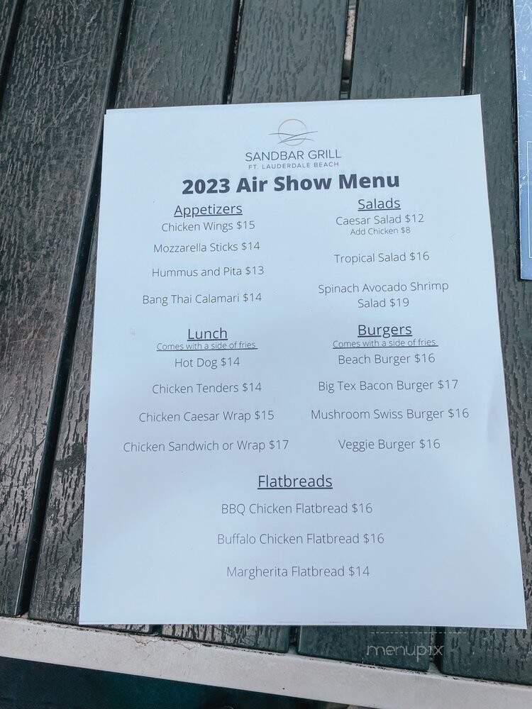 Sandbar Grille - Fort Lauderdale, FL menu_pic