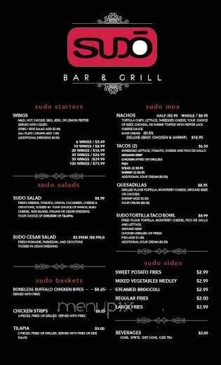Sudo Bar & Grill - Conyers, GA menu_pic
