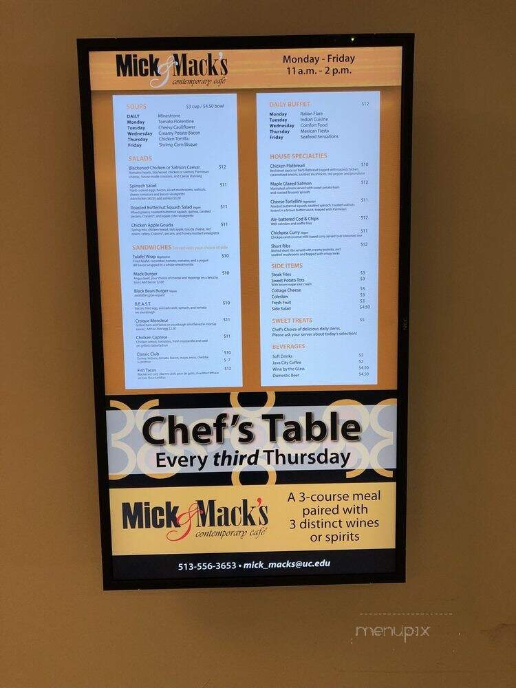 Mick & Mack's Contemporary Cafe - Cincinnati, OH menu_pic