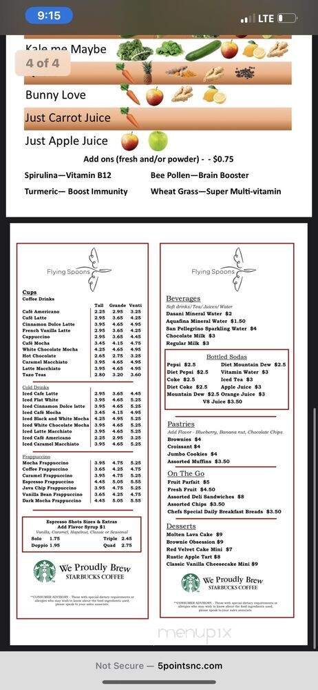 Flying Spoons - Raleigh, NC menu_pic