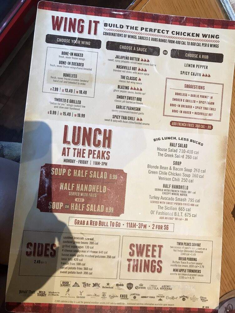 Twin Peaks - Fort Worth, TX menu_pic