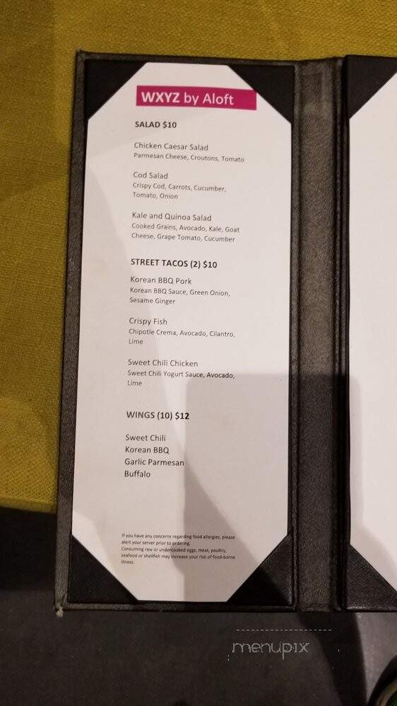 Wxyz Bar - Tampa, FL menu_pic