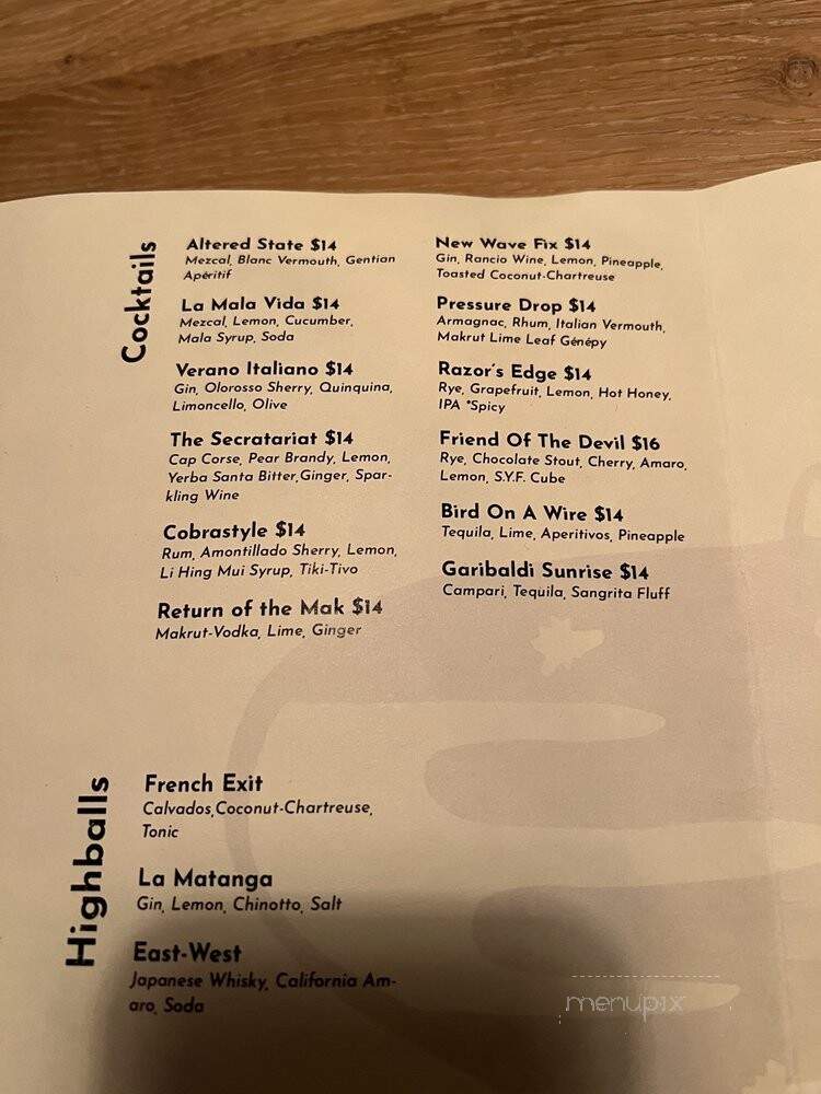 Dalva - San Francisco, CA menu_pic