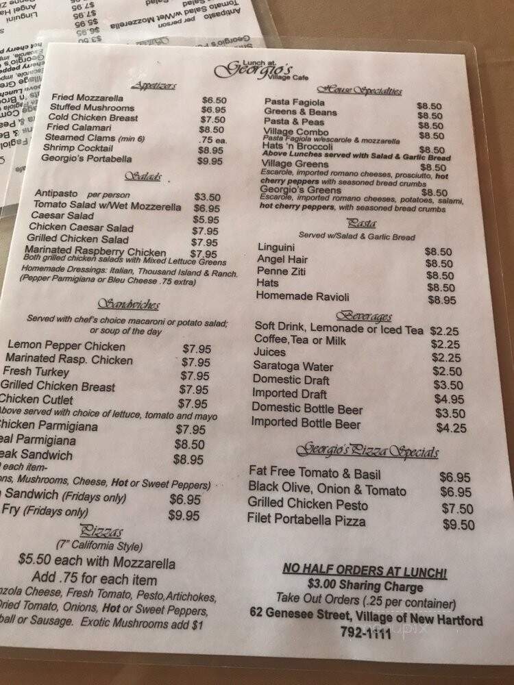 Georgio's Village Cocktail - New Hartford, NY menu_pic