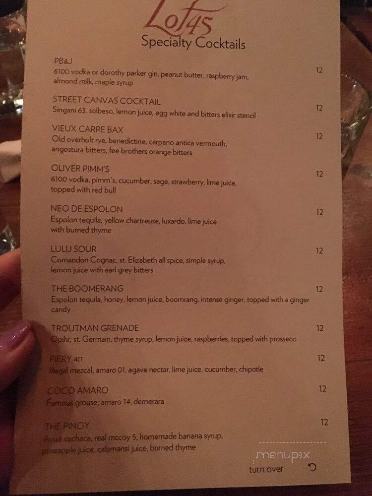 Lot 45 Bushwick - Brooklyn, NY menu_pic