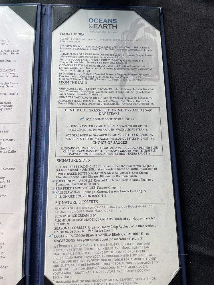 Oceans & Earth Restaurant - Yorba Linda, CA menu_pic