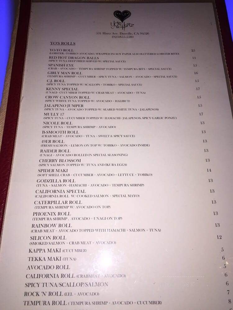 Yo's on Hartz - Danville, CA menu_pic