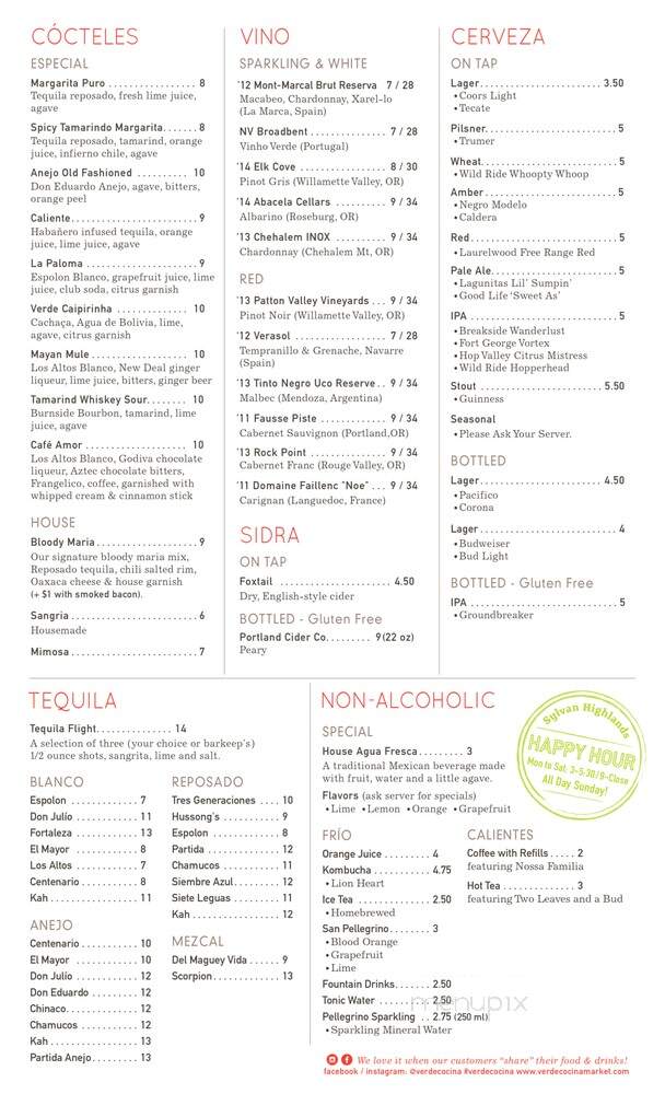 Verde Cocina - Portland, OR menu_pic