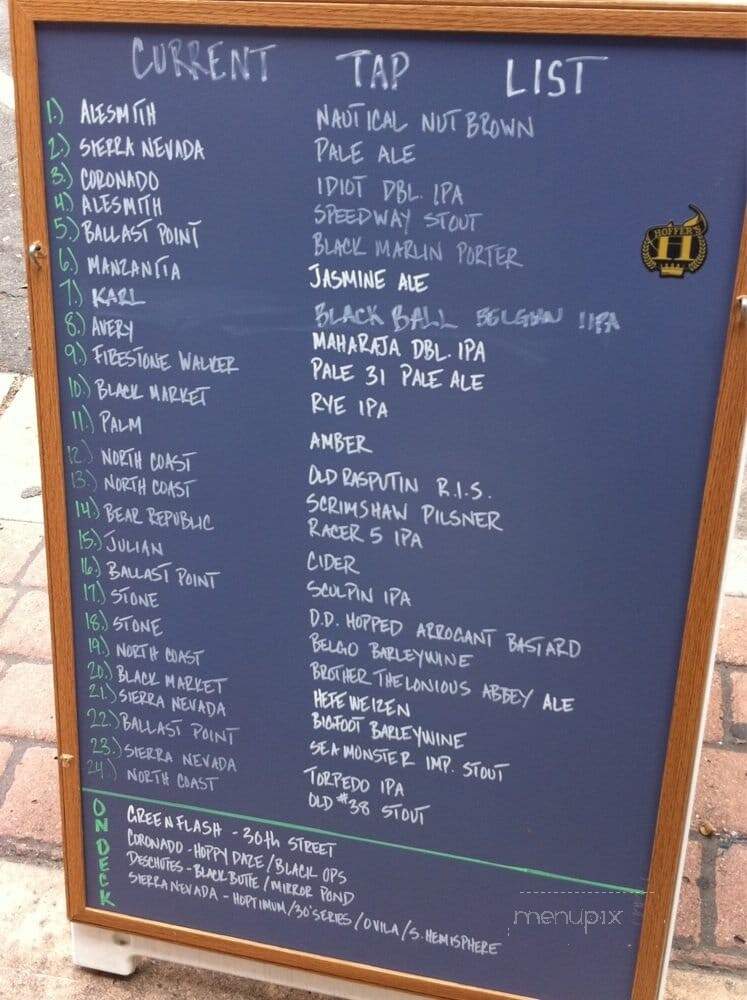 Hoffer's Cigar Bar - La Mesa, CA menu_pic