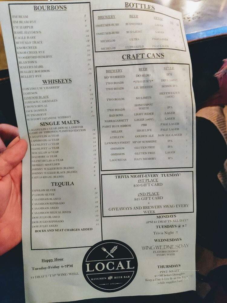 Local Kitchen & Craft Beer Bar - Fairfield, CT menu_pic