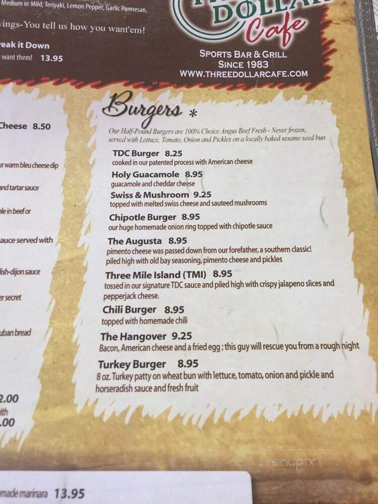 Three Dollar Cafe - Norcross, GA menu_pic