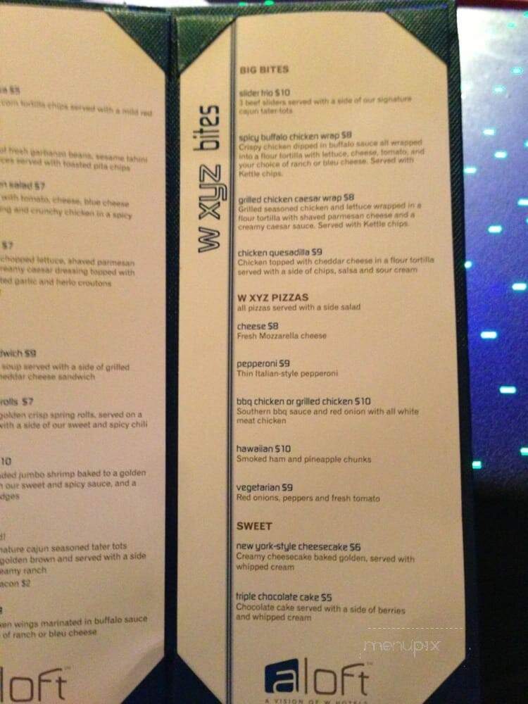 W Xyz Bar - Rancho Cucamonga, CA menu_pic