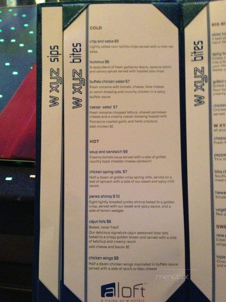 W Xyz Bar - Rancho Cucamonga, CA menu_pic